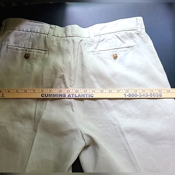 Daniel Bishop Shorts Men's 38 Tan 100% Linen Flat Front Stay Tucked Waistband - Picture 5 of 9